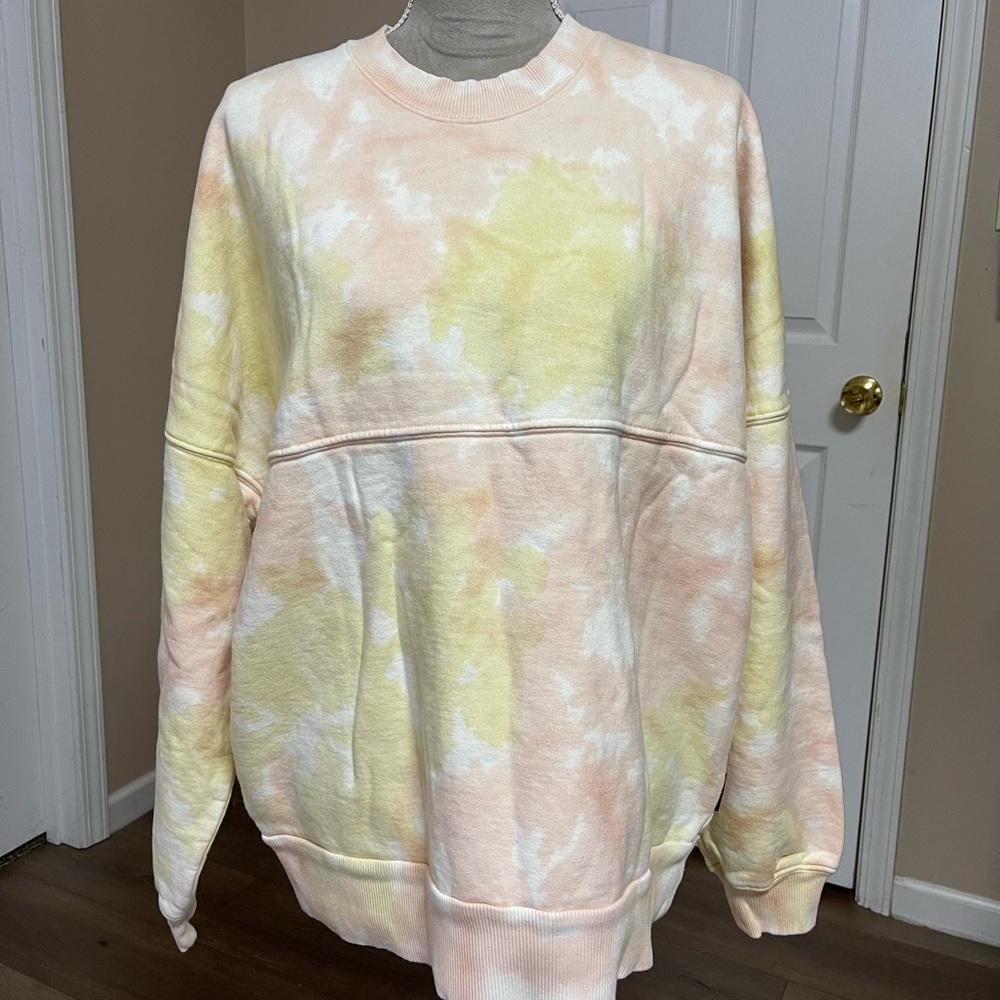 New Spirit jersey pink and yellow tie-dye heavyweight sweatshirt size large